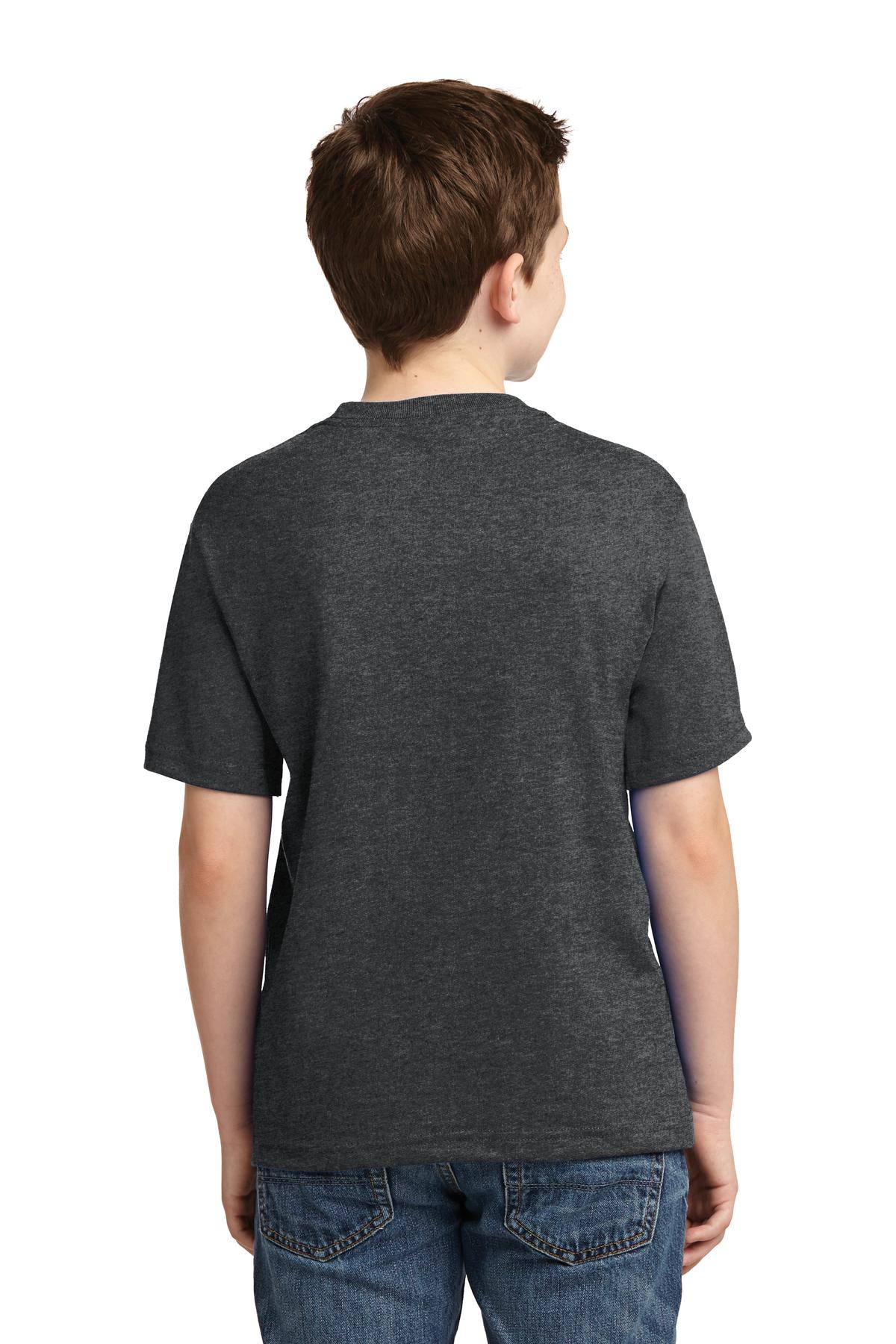 Black Hthr Jerzees - Youth Dri-Power 50/50 Cotton/Poly T-Shirt. 29B