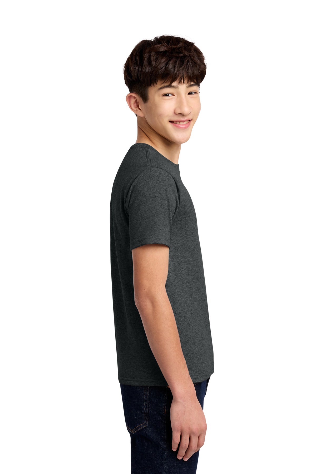 Black Hthr Jerzees - Youth Dri-Power 50/50 Cotton/Poly T-Shirt. 29B