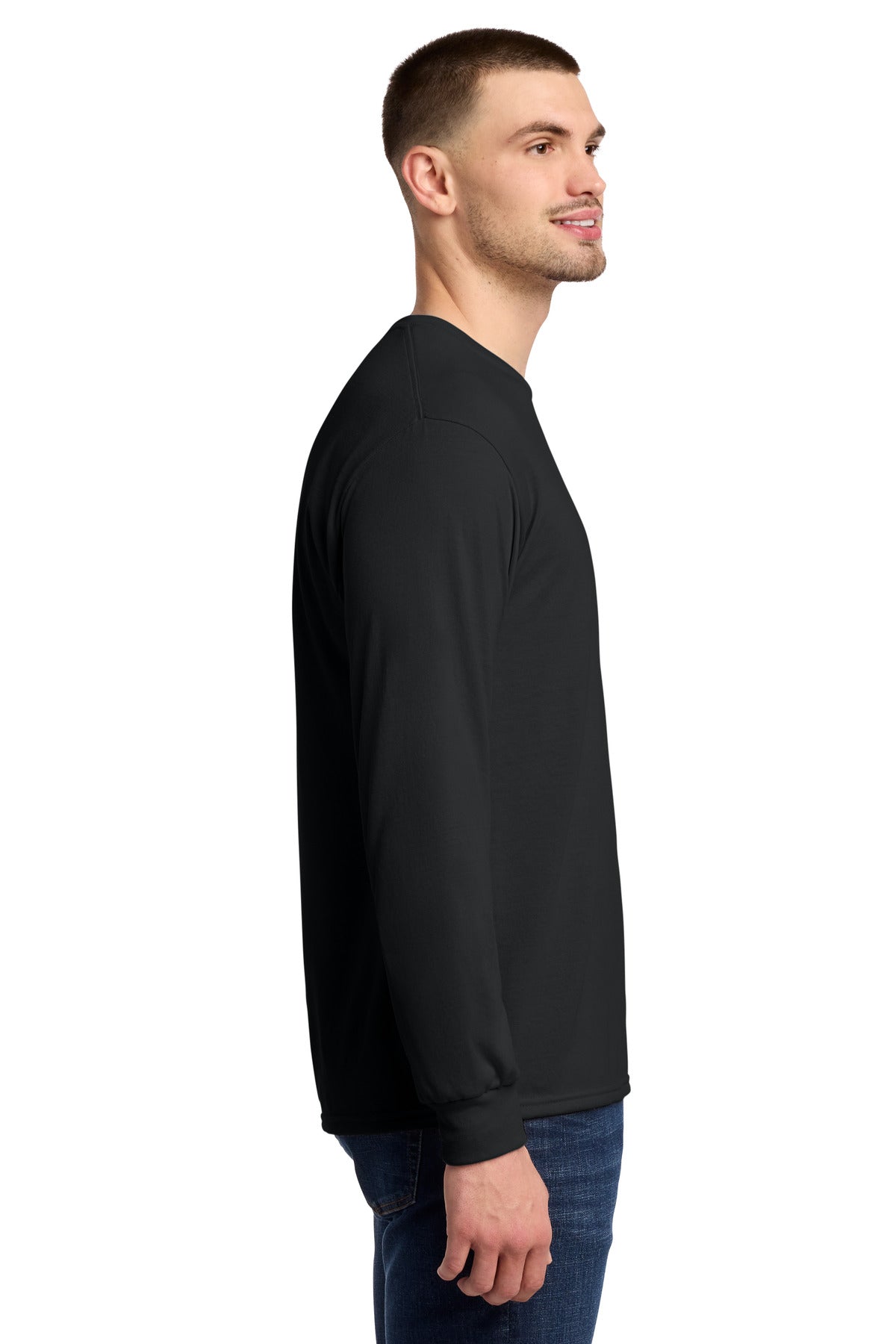 Black Jerzees Dri-Power 100% Polyester Long Sleeve T-Shirt 21LS