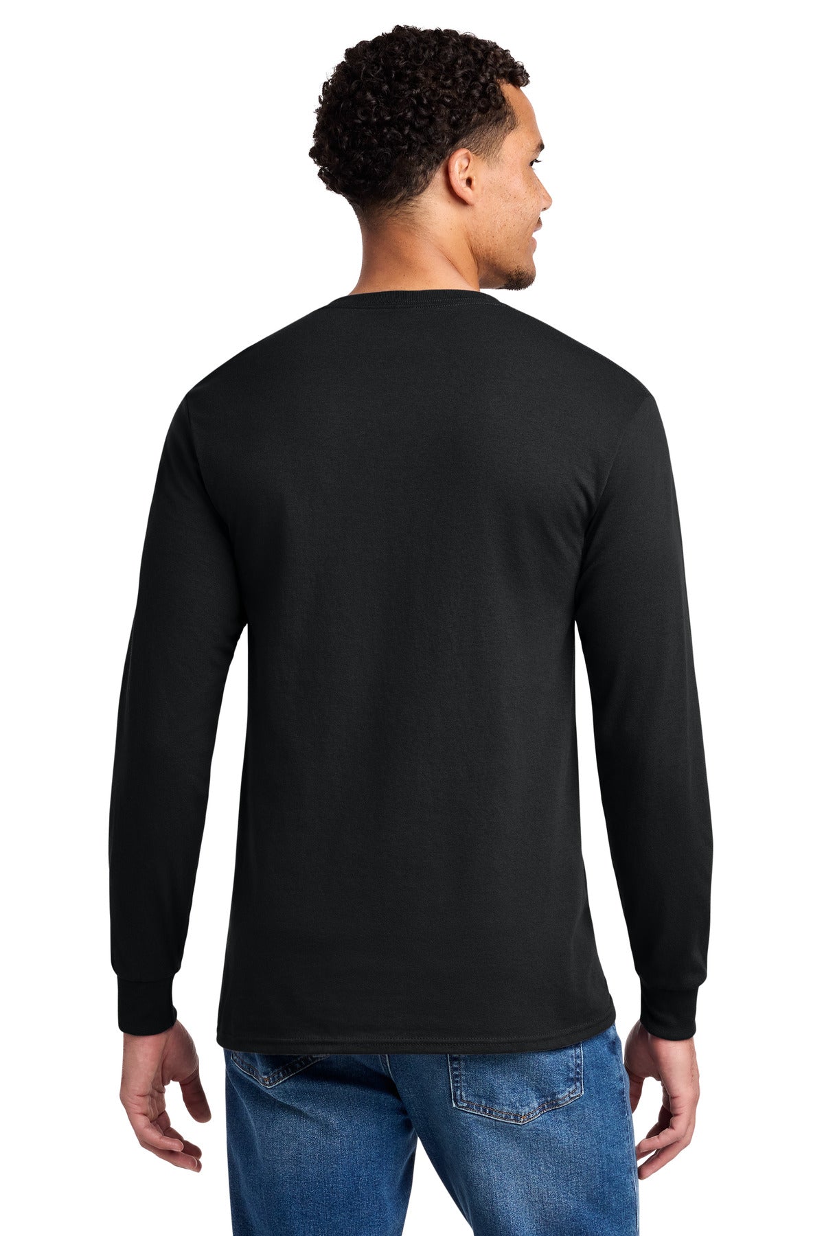 Black Jerzees - Dri-Power 50/50 Cotton/Poly Long Sleeve T-Shirt. 29LS