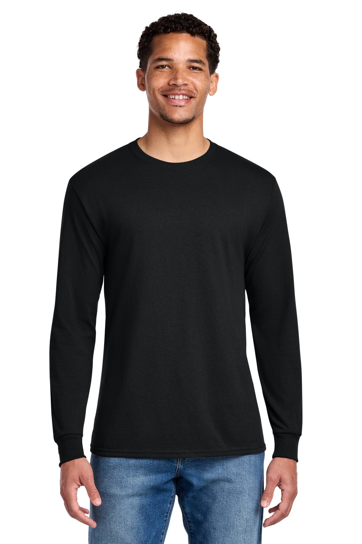 Black Jerzees - Dri-Power 50/50 Cotton/Poly Long Sleeve T-Shirt. 29LS