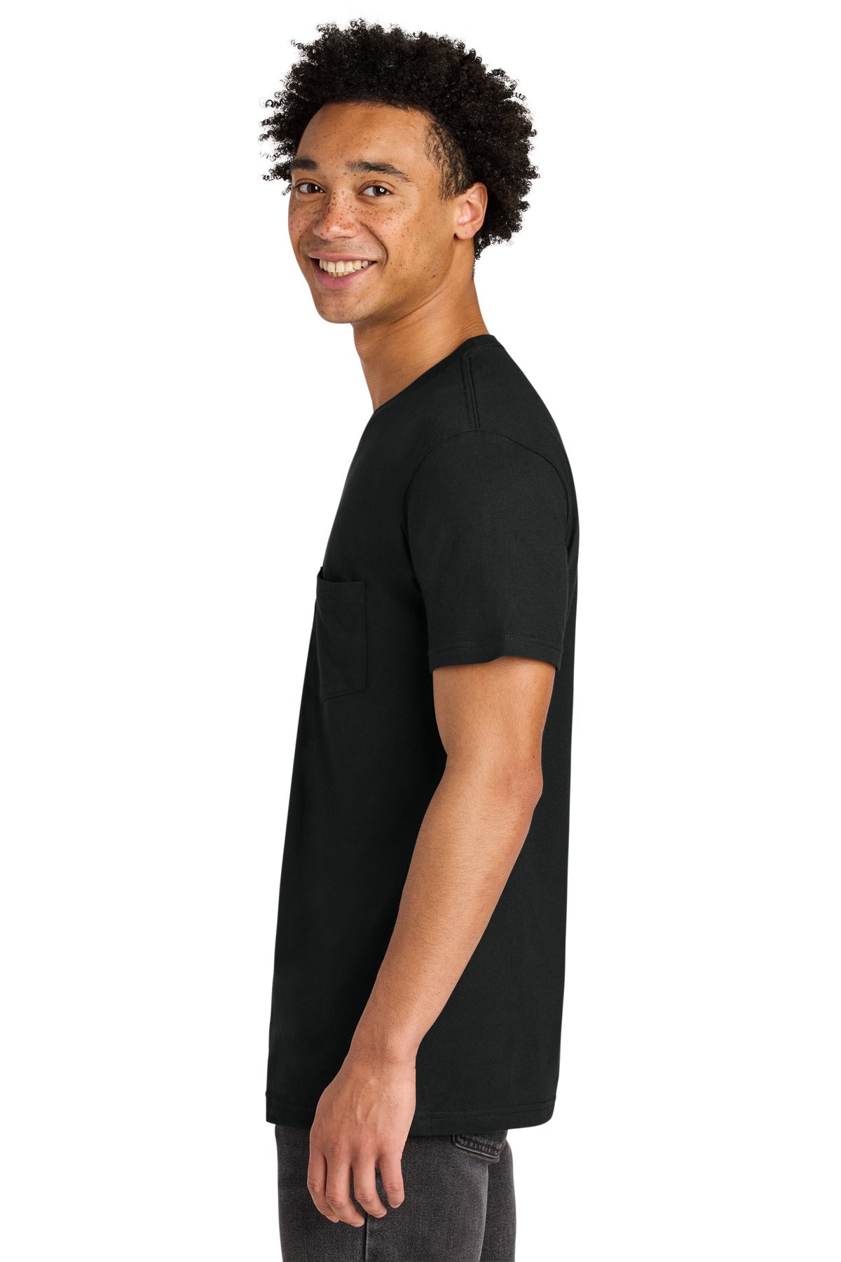 Black Next Level Apparel Cotton Pocket Tee NL3605