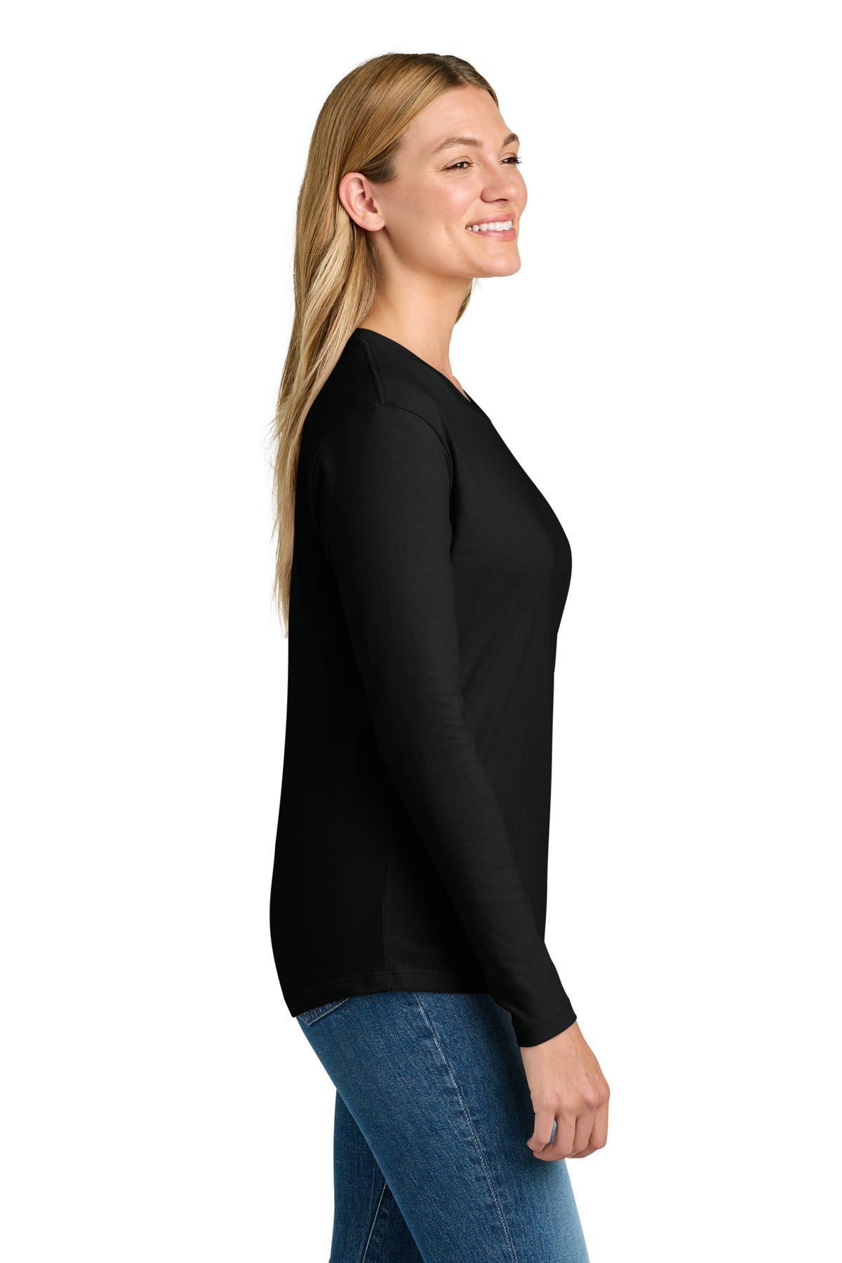 Black Next Level Apparel Women's Cotton Relaxed Long Sleeve Tee NL3911