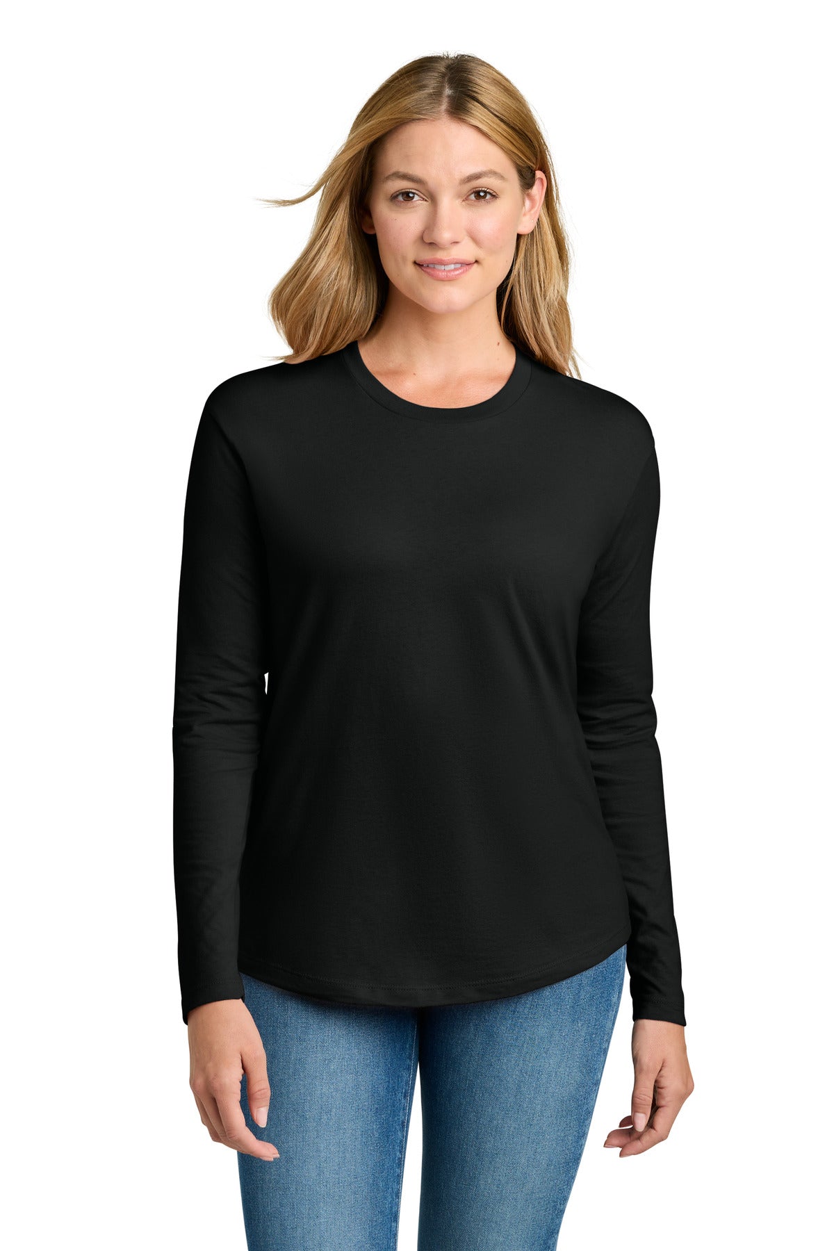 Black Next Level Apparel Women's Cotton Relaxed Long Sleeve Tee NL3911