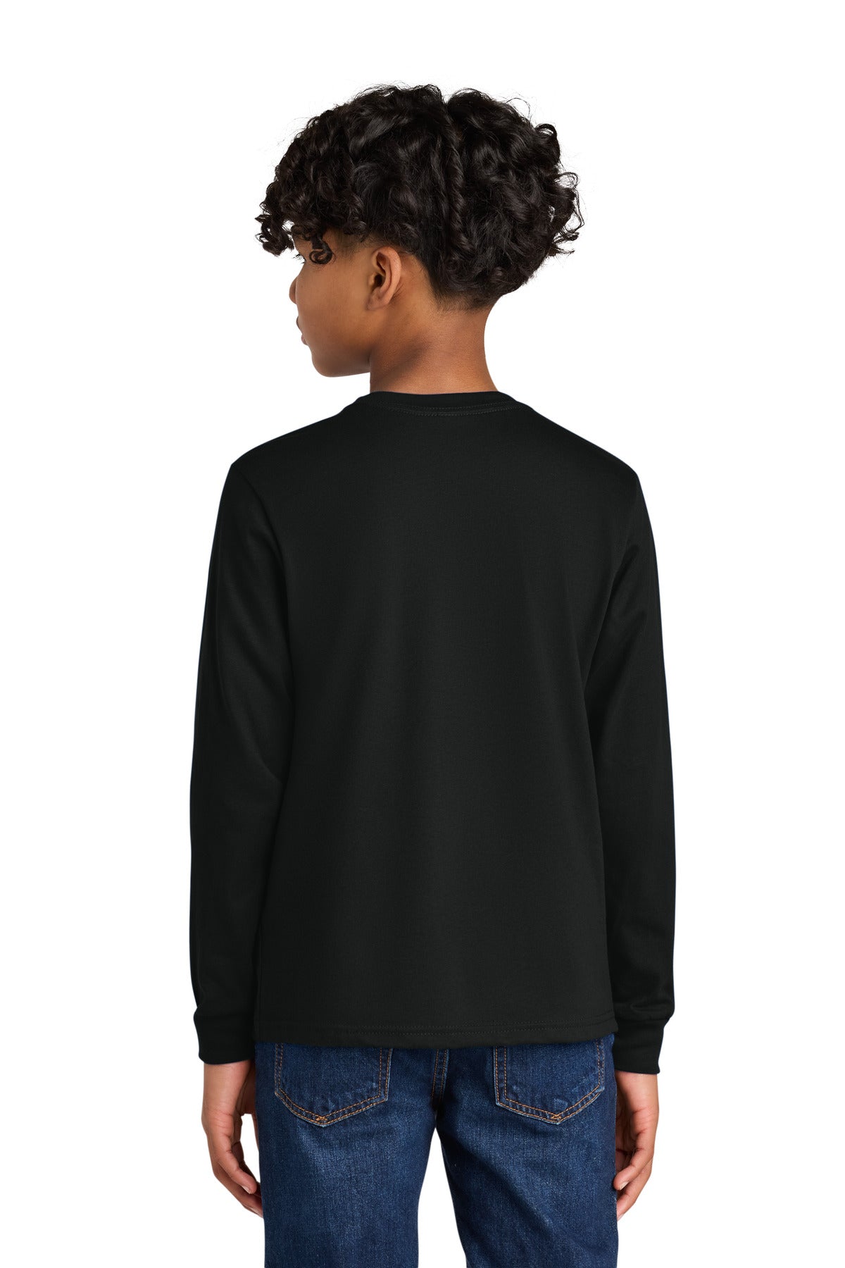Black Next Level Apparel Youth Cotton Long Sleeve Tee NL3311