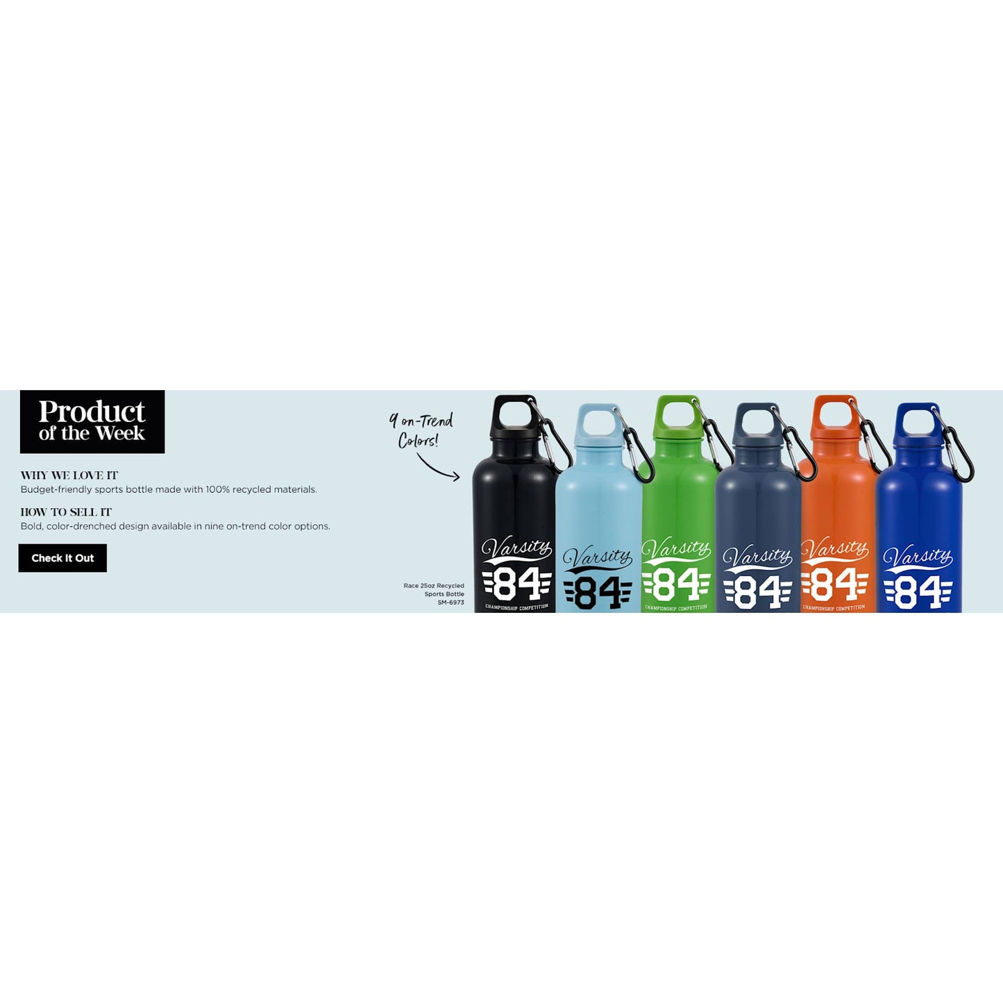 Black Race 25oz  Recycled Bottle with Carabiner