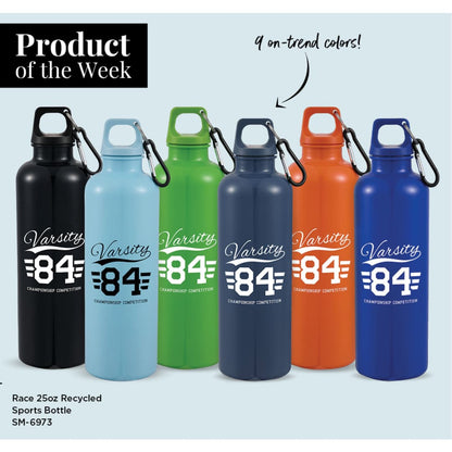 Black Race 25oz  Recycled Bottle with Carabiner