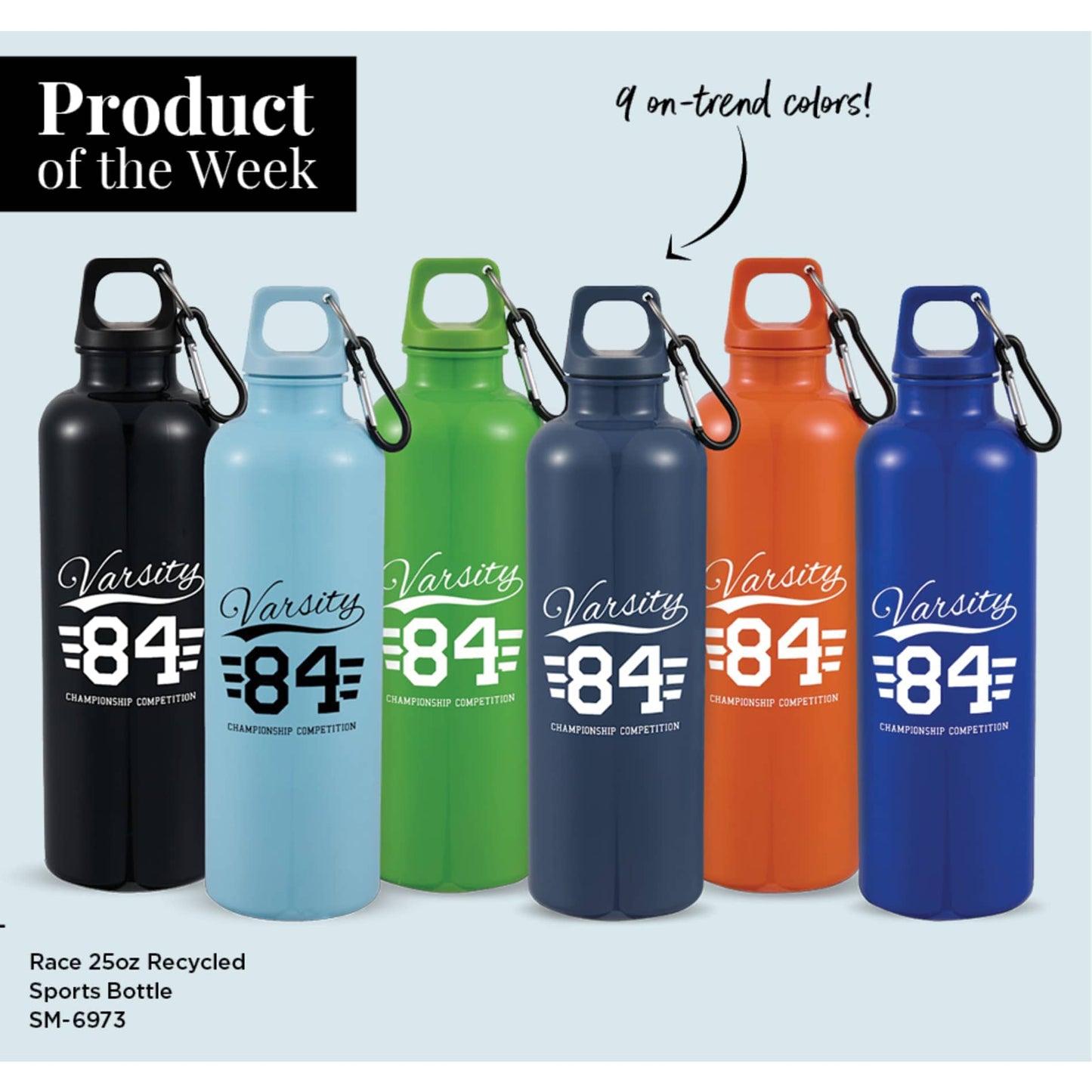 Black Race 25oz  Recycled Bottle with Carabiner