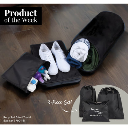 Black Recycled Travel Bag Set