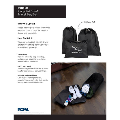 Black Recycled Travel Bag Set