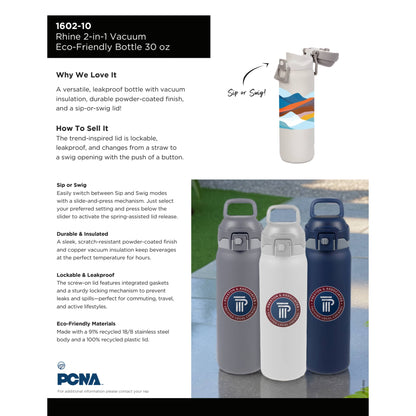 Black Rhine 2 in 1 Vacuum Eco-Friendly Bottle 30oz