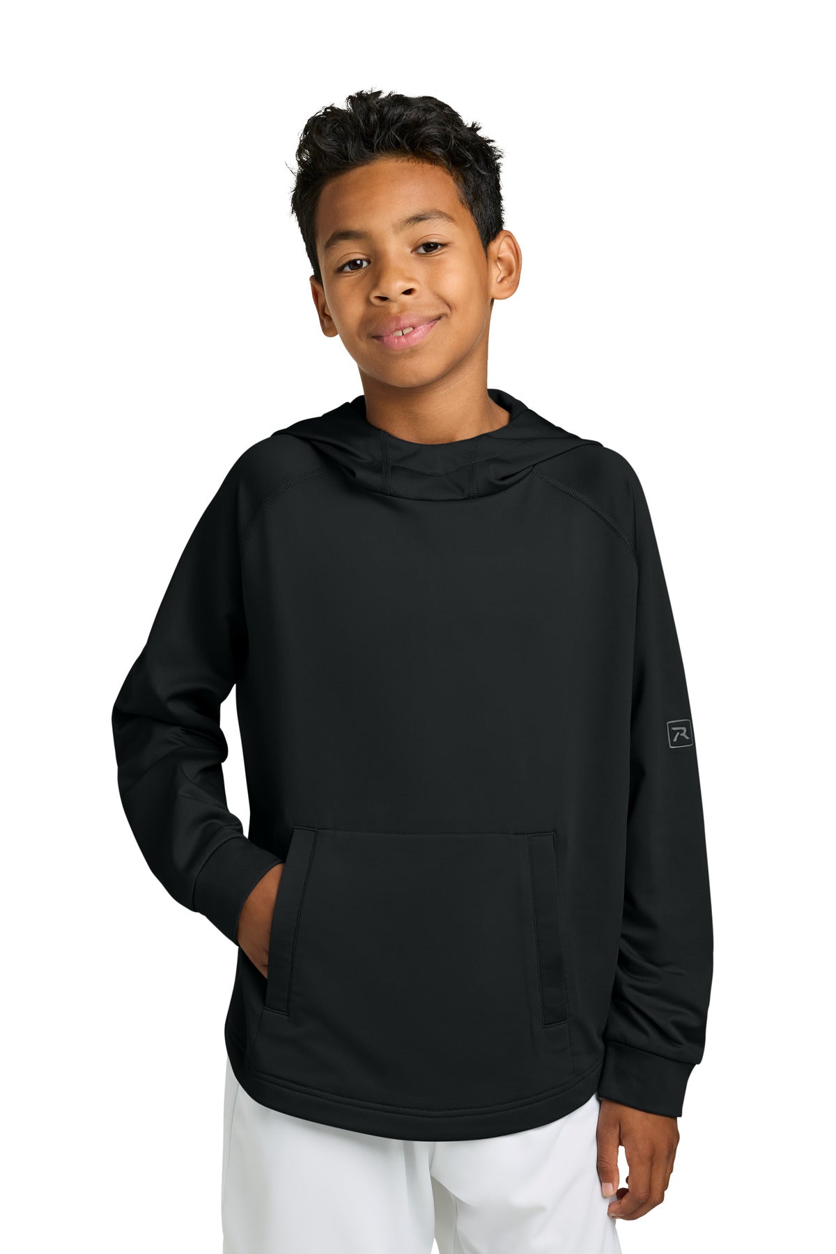 Black Richardson Youth Charge Performance Fleece Long Sleeve Hoodie RY7200LSH