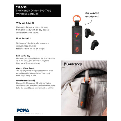 Black Skullcandy Dime Evo True Wireless Earbuds