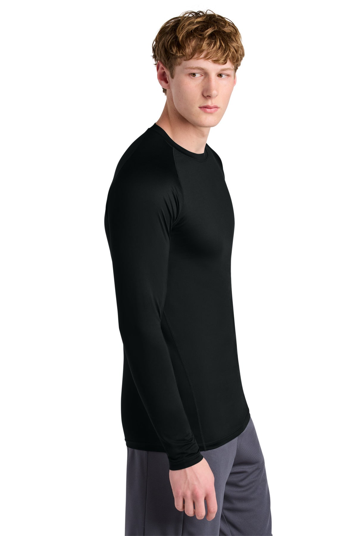 Black Sport-Tek PosiCharge Compression Long Sleeve Tee ST120LS