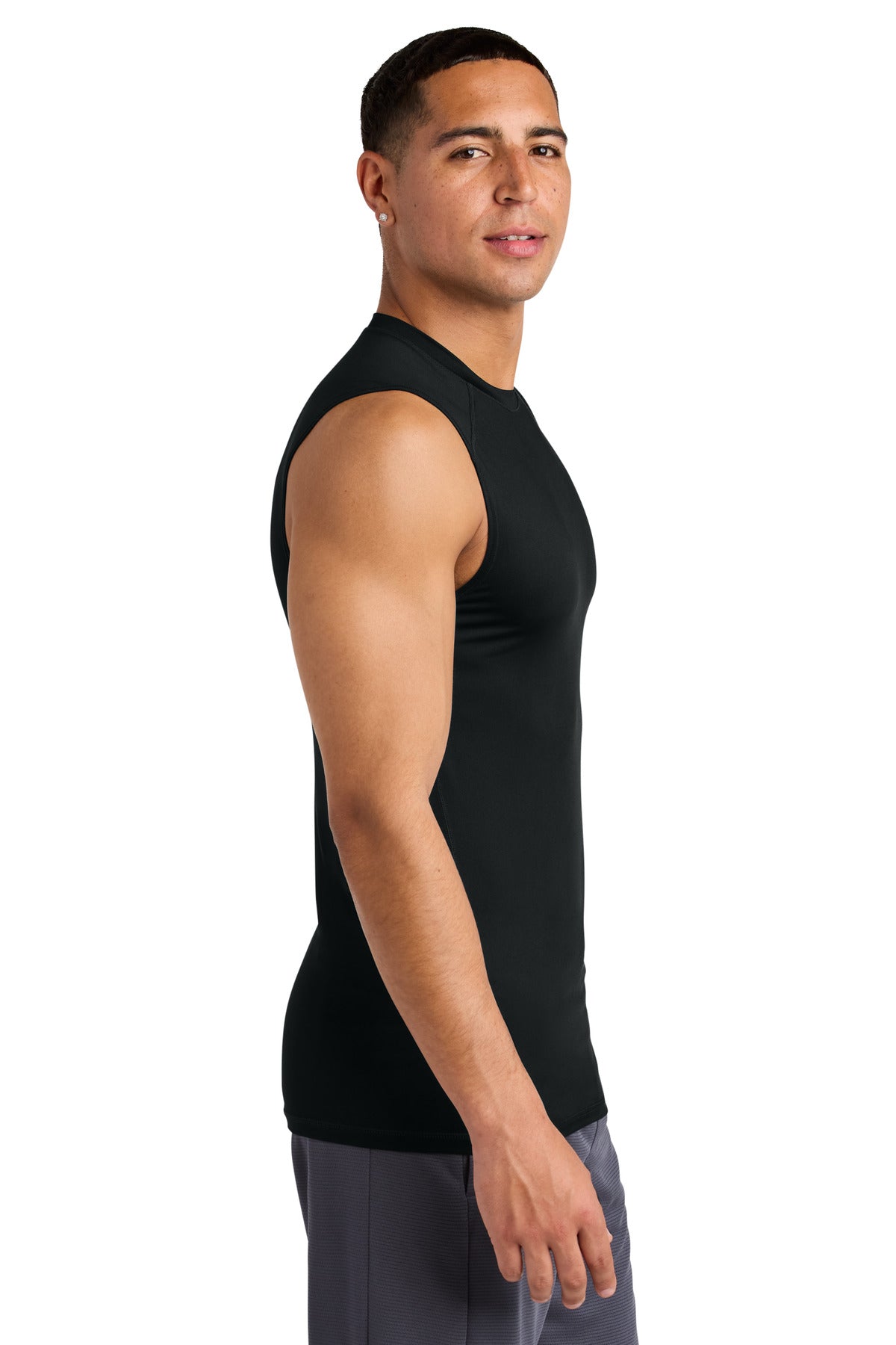 Black Sport-Tek PosiCharge Compression Sleeveless Tee ST121SL