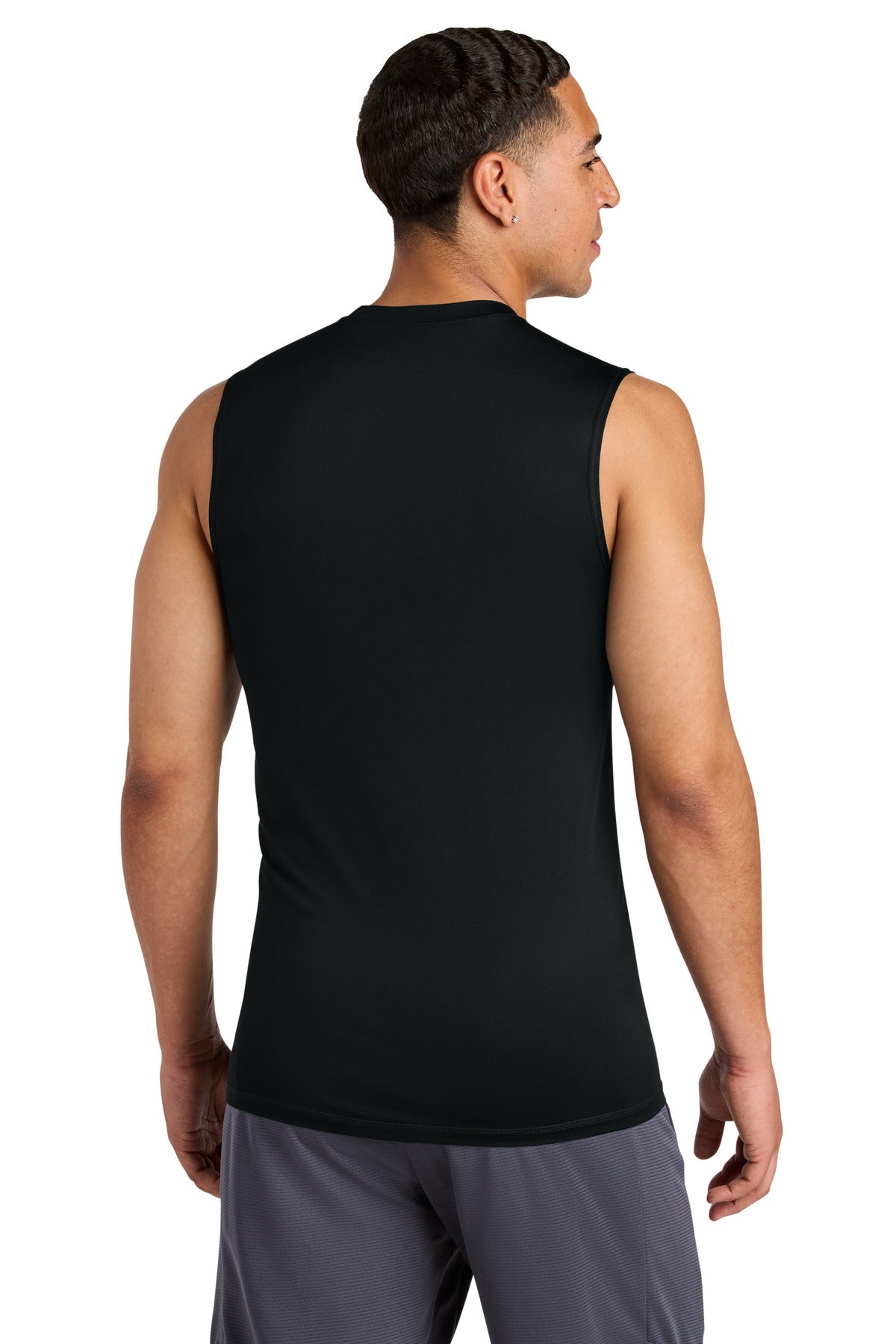 Black Sport-Tek PosiCharge Compression Sleeveless Tee ST121SL