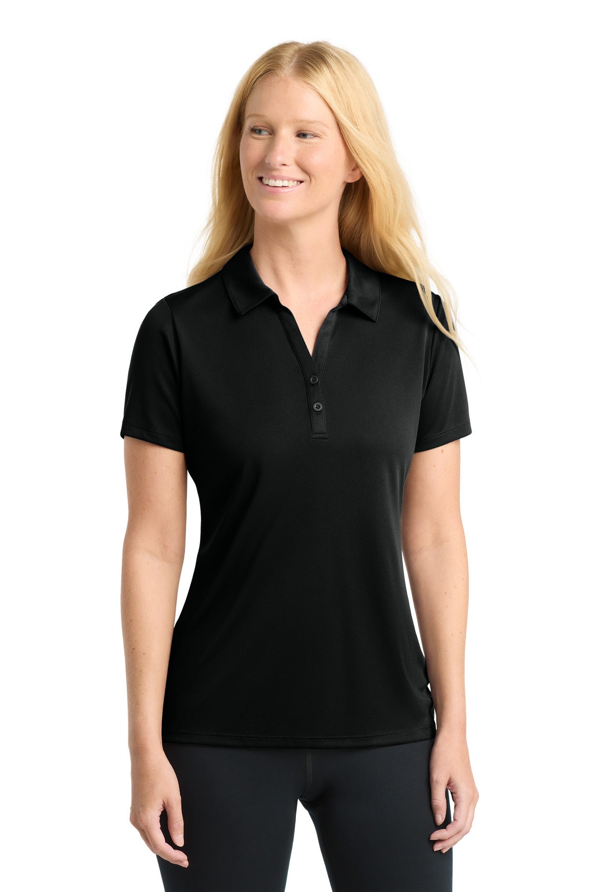 Black Sport-Tek Women's PosiCharge Competitor Polo. LST550