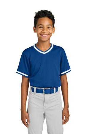 Black Sport-Tek Youth Tough Mesh V-Neck Baseball Jersey YST221