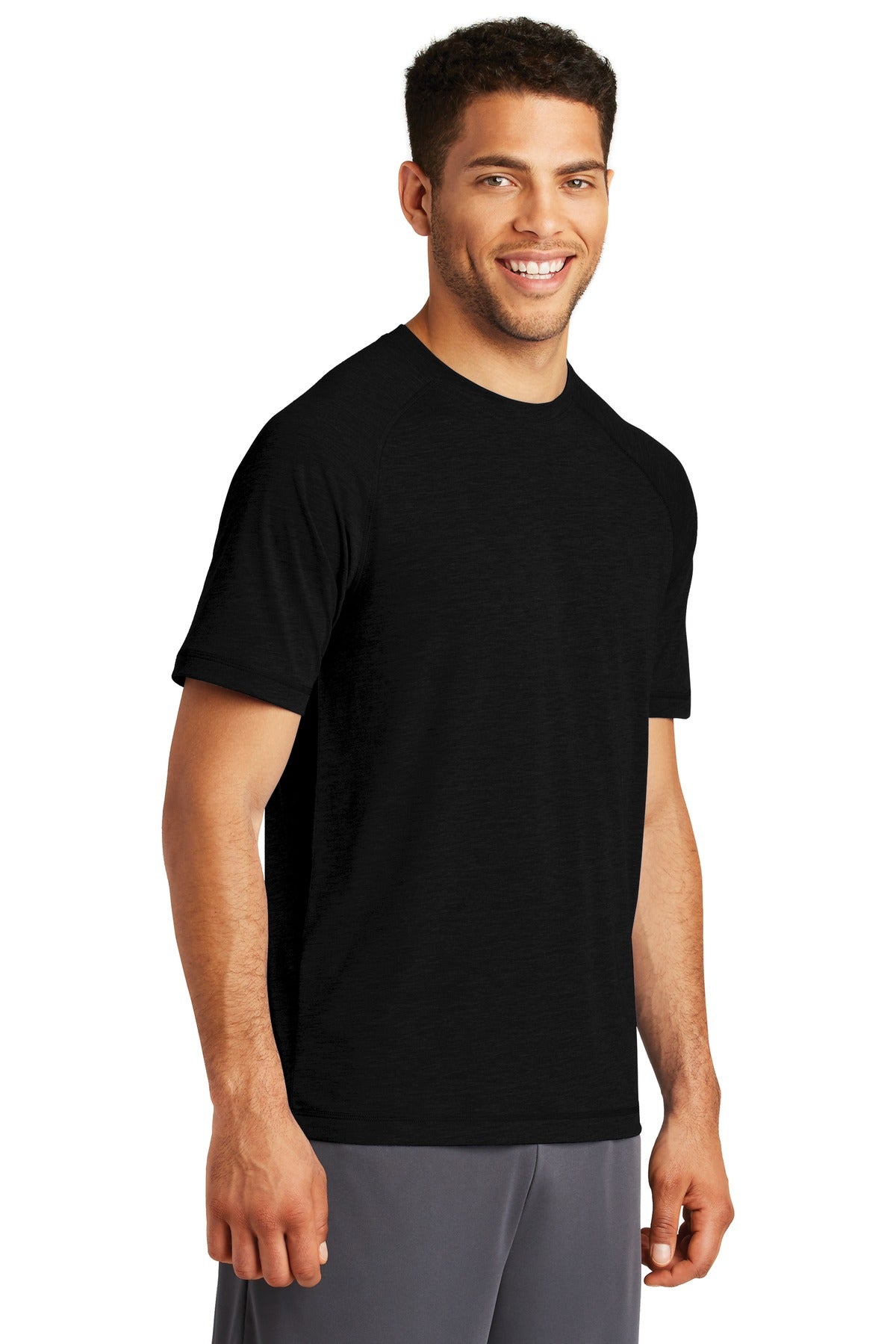 Black Triad So Sport-Tek PosiCharge Tri-Blend Wicking Raglan Tee. ST400