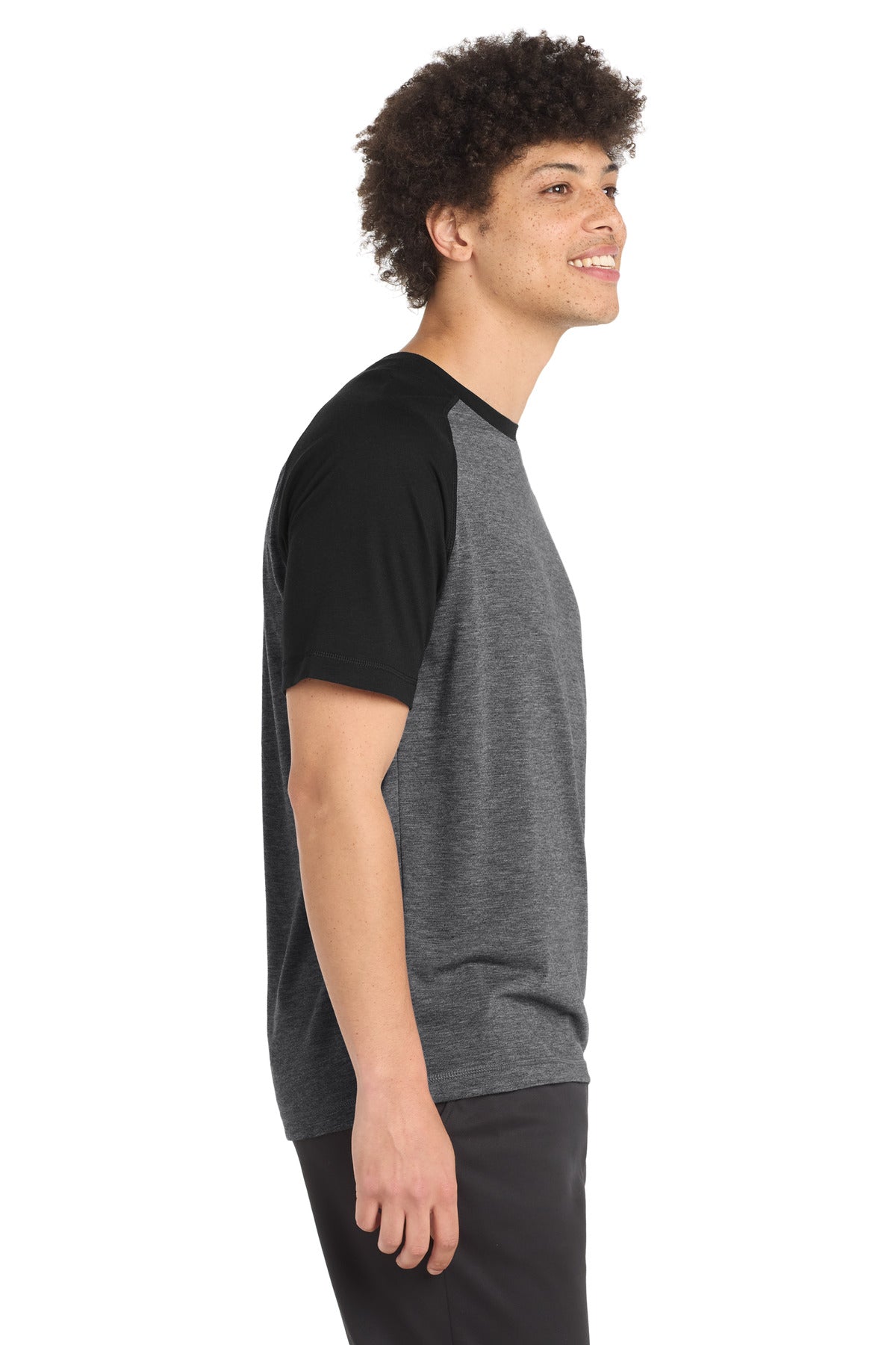 Black TS/DGH Sport-Tek PosiCharge Tri-Blend Wicking Raglan Tee. ST400