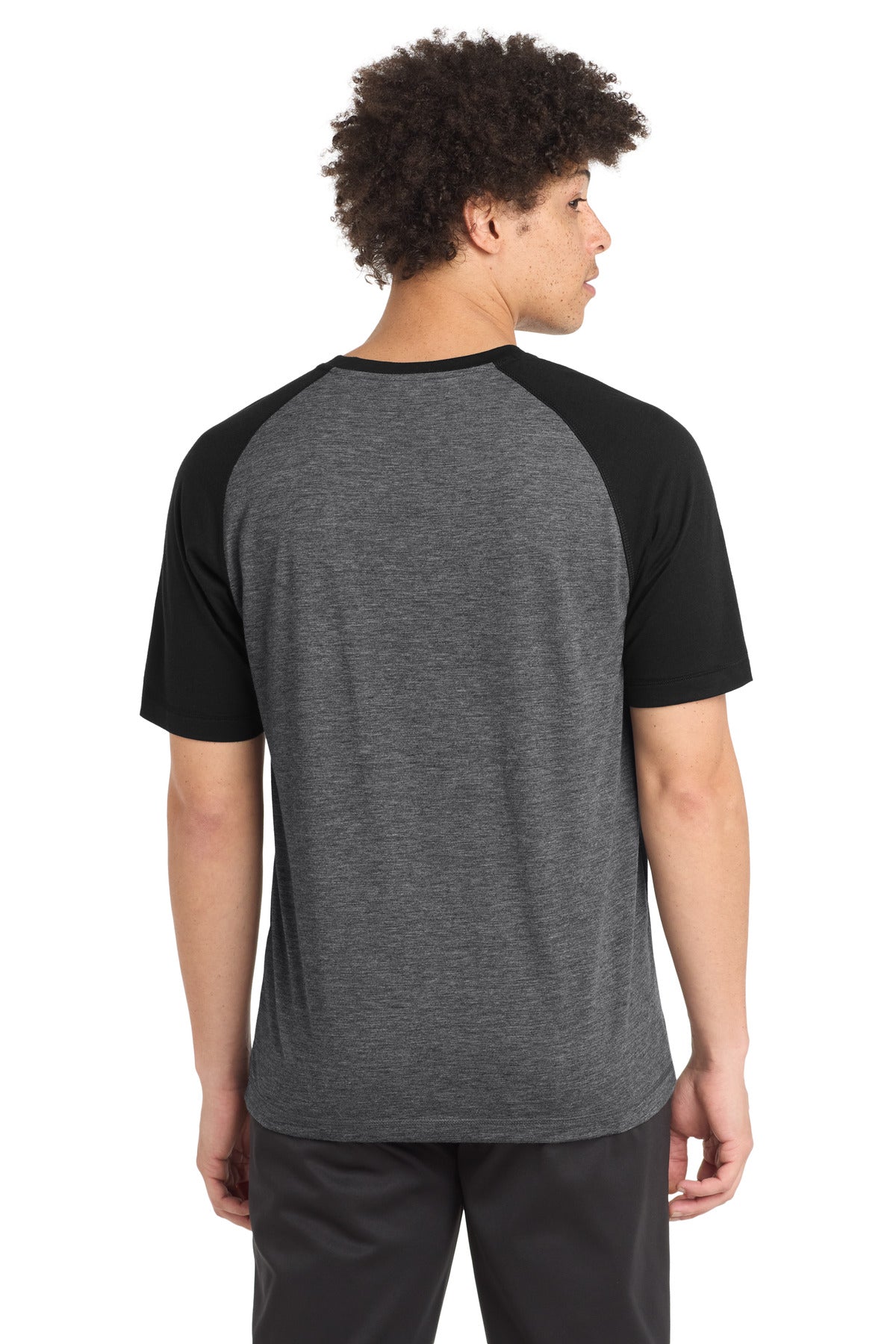 Black TS/DGH Sport-Tek PosiCharge Tri-Blend Wicking Raglan Tee. ST400