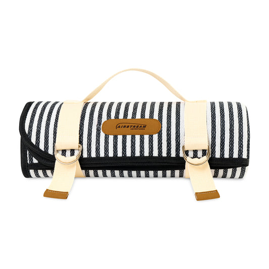 Black & White Stripes Life's a Picnic Roll-Up Blanket