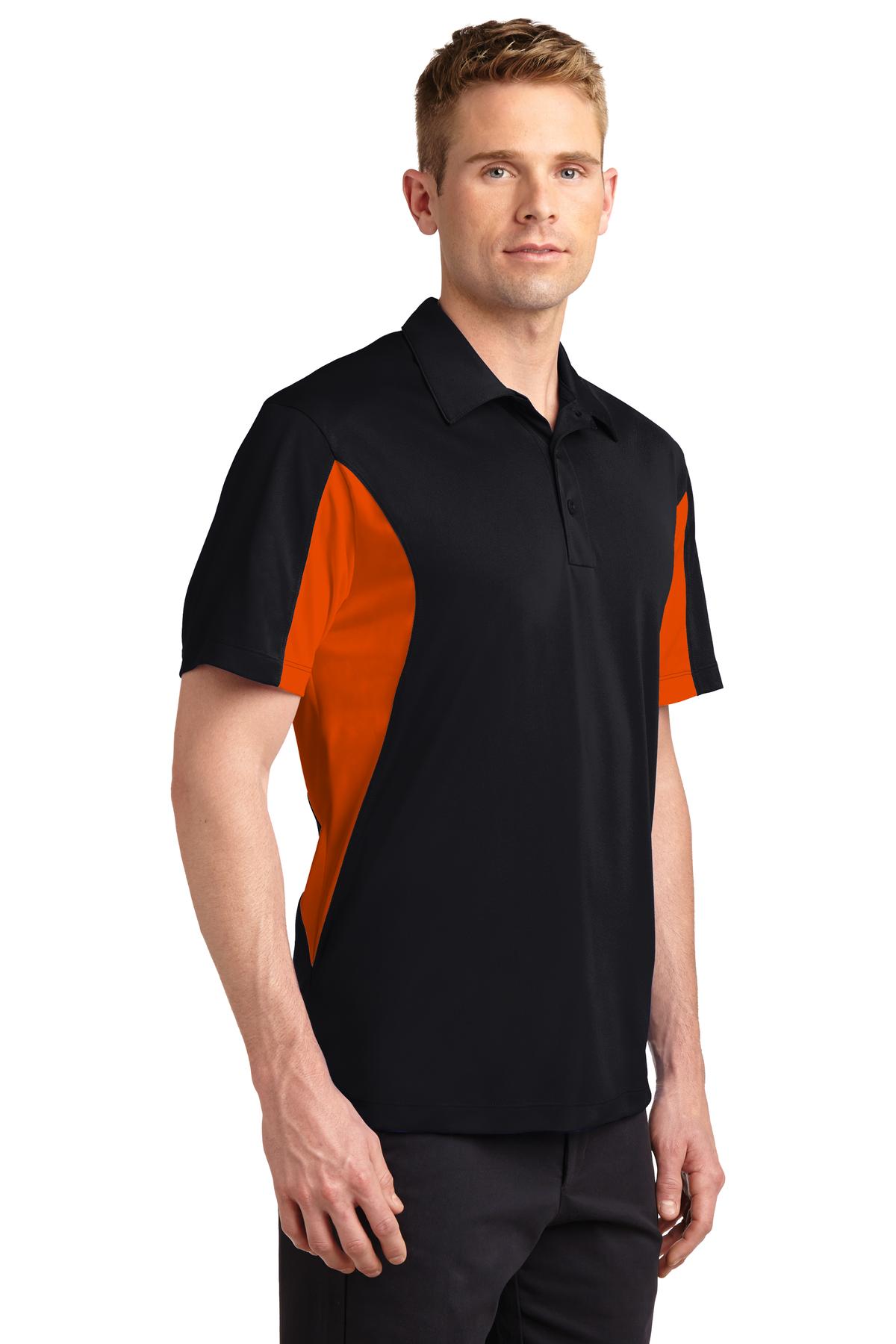 Black/Dp Orng Sport-Tek Side Blocked Micropique Sport-Wick Polo. ST655