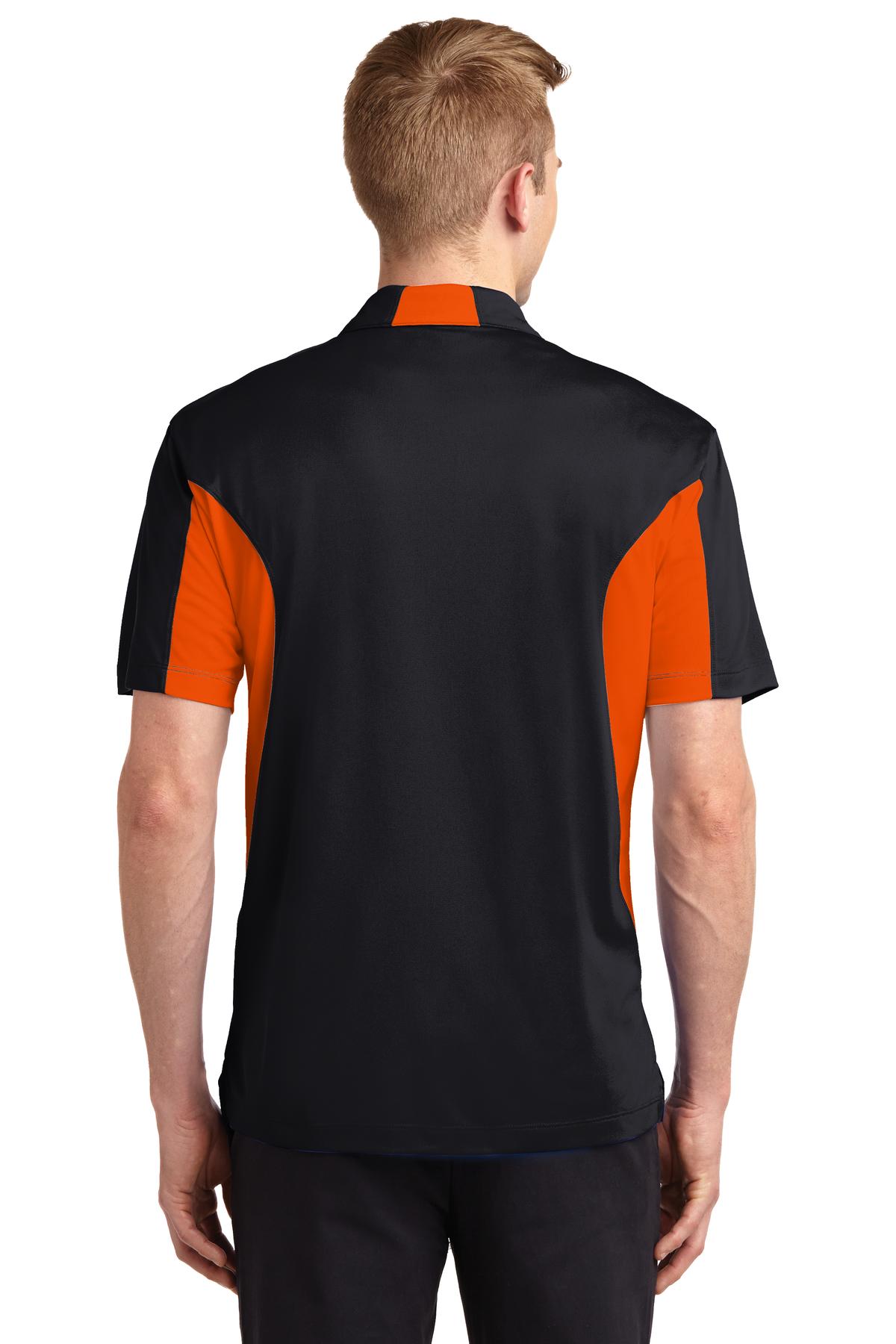 Black/Dp Orng Sport-Tek Side Blocked Micropique Sport-Wick Polo. ST655