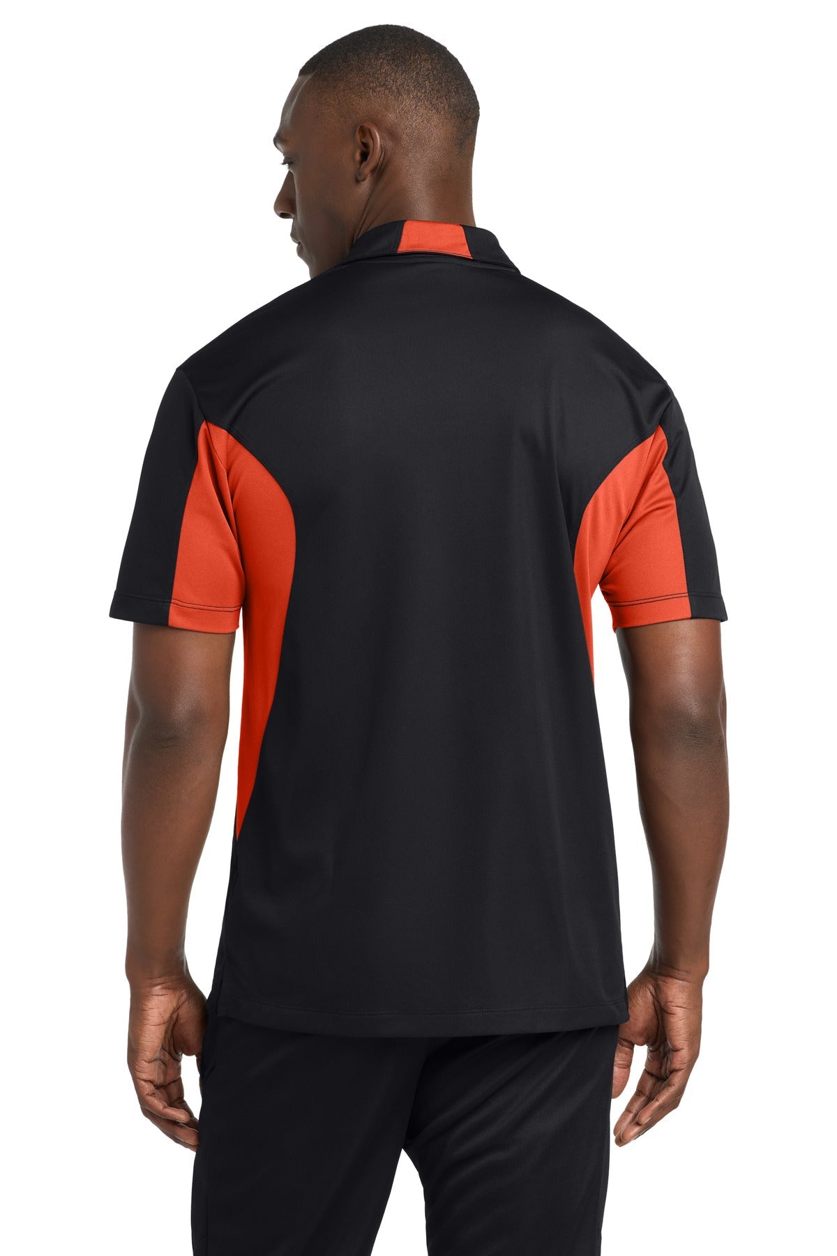 Black/Dp Orng Sport-Tek Side Blocked Micropique Sport-Wick Polo. ST655