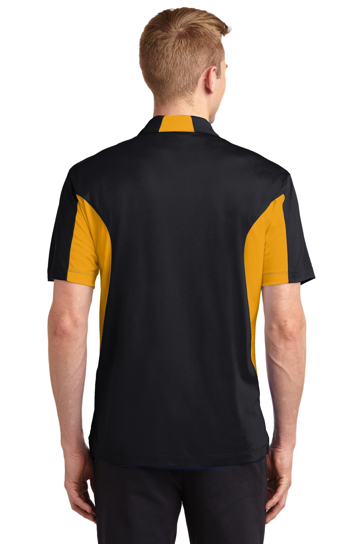 Black/Gold Sport-Tek Side Blocked Micropique Sport-Wick Polo. ST655