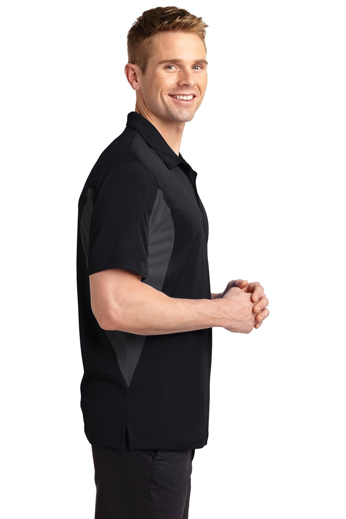 Black/Iron Gry Sport-Tek Side Blocked Micropique Sport-Wick Polo. ST655