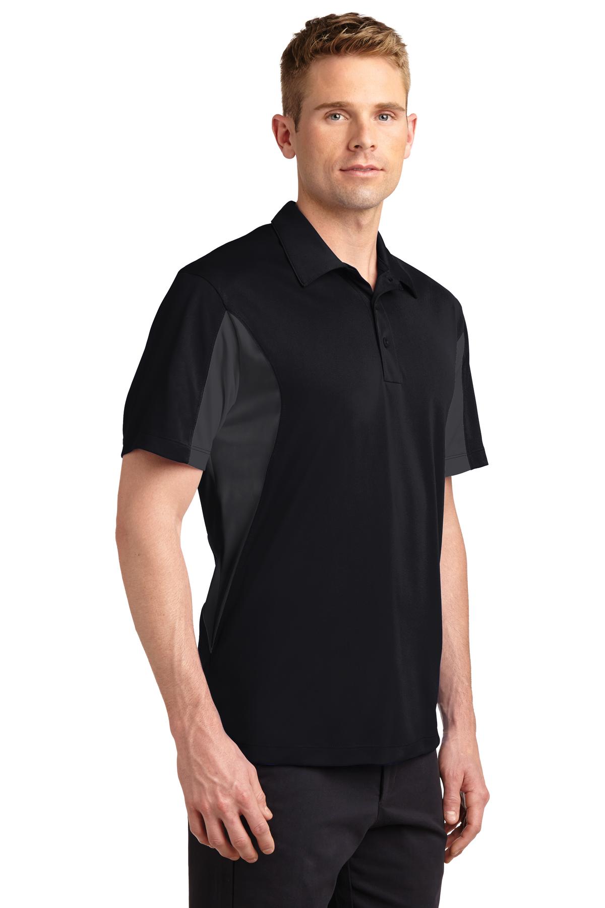 Black/Iron Gry Sport-Tek Side Blocked Micropique Sport-Wick Polo. ST655