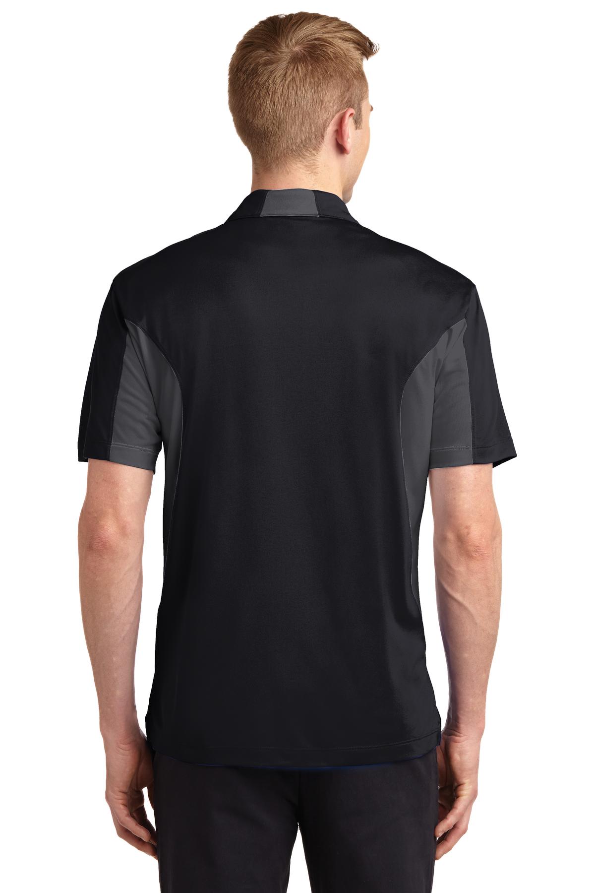 Black/Iron Gry Sport-Tek Side Blocked Micropique Sport-Wick Polo. ST655