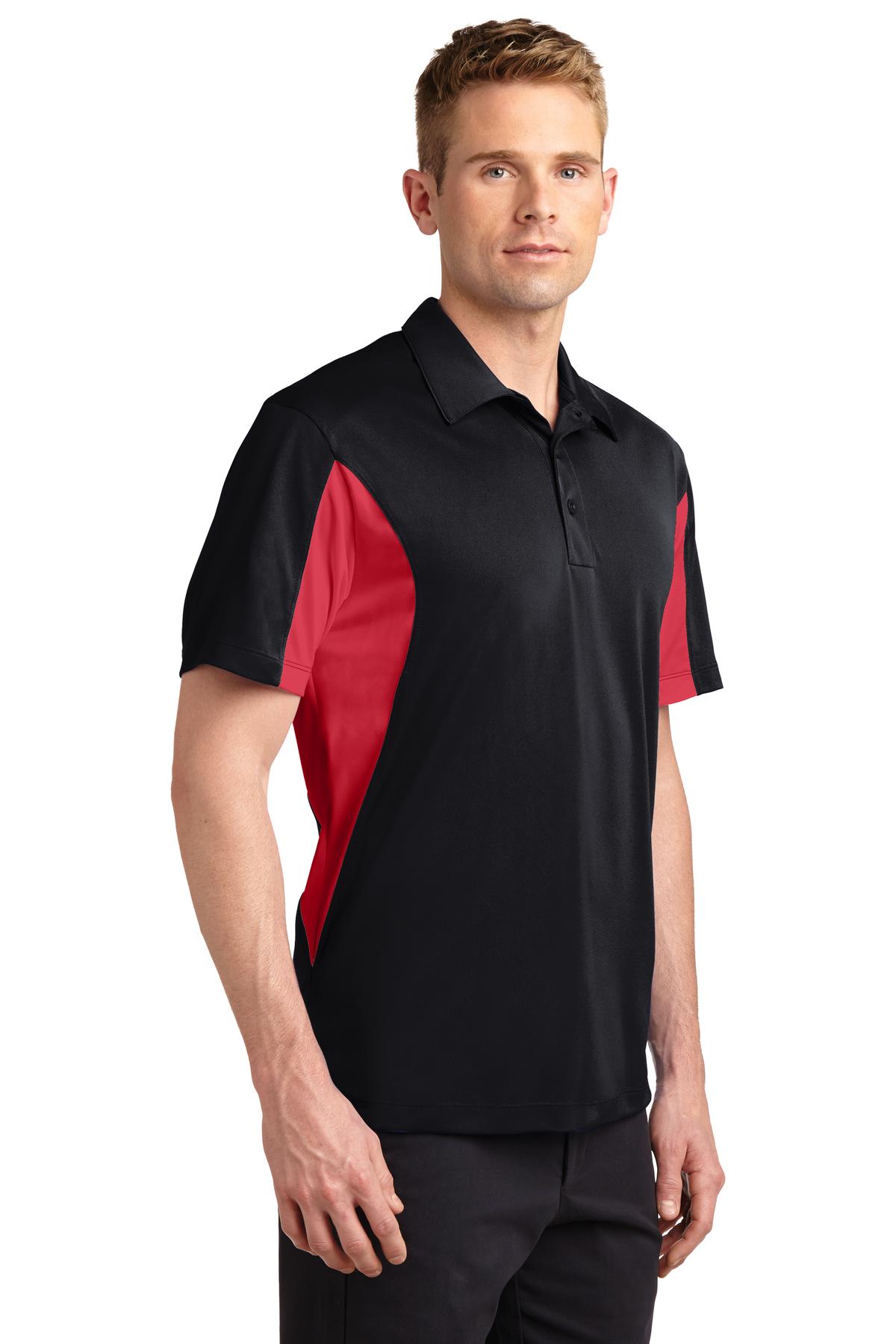 Black/Red Sport-Tek Side Blocked Micropique Sport-Wick Polo. ST655