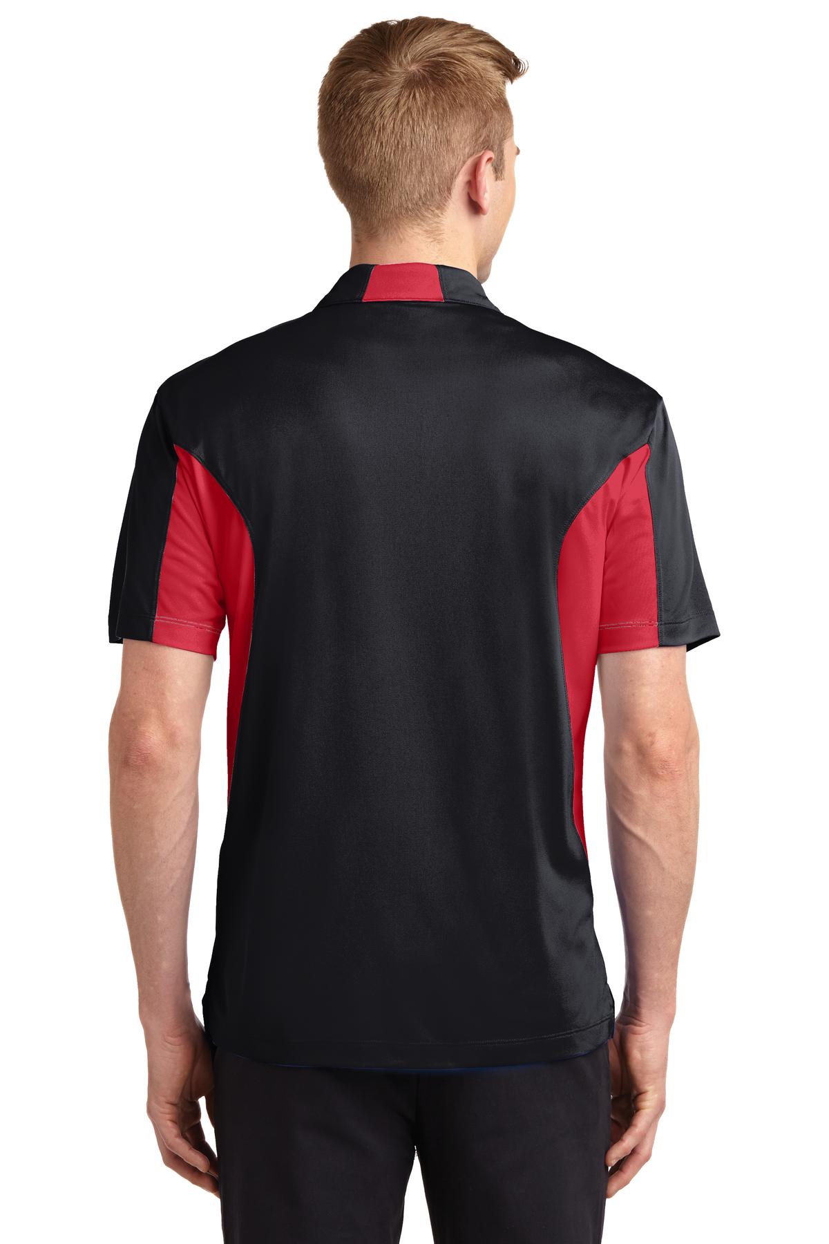 Black/Red Sport-Tek Side Blocked Micropique Sport-Wick Polo. ST655