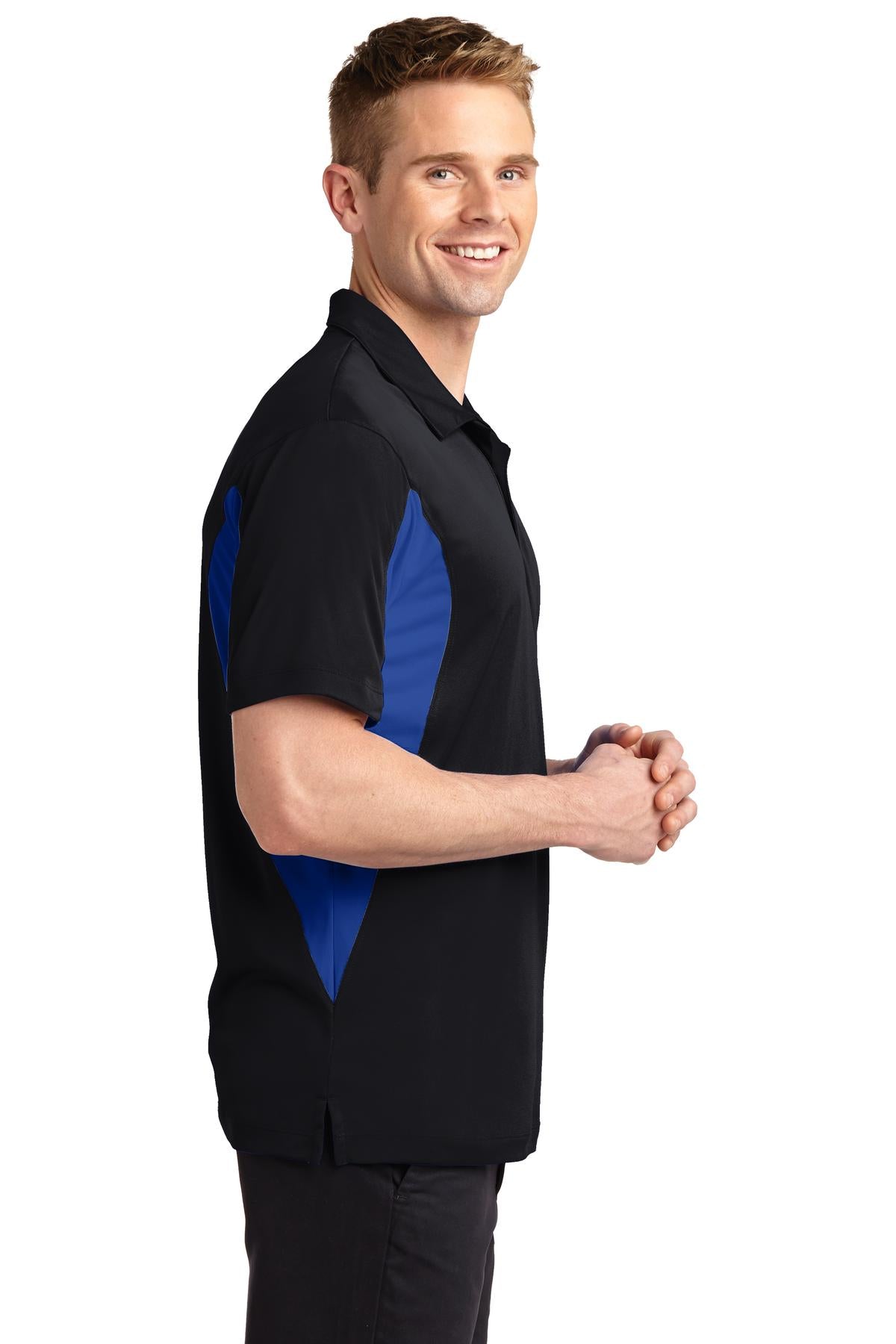 Black/Tr Royal Sport-Tek Side Blocked Micropique Sport-Wick Polo. ST655