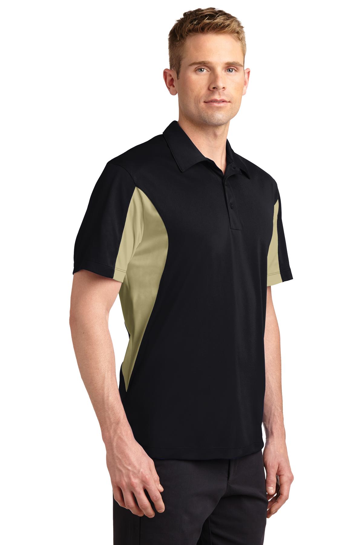 Black/Vgs Gold Sport-Tek Side Blocked Micropique Sport-Wick Polo. ST655