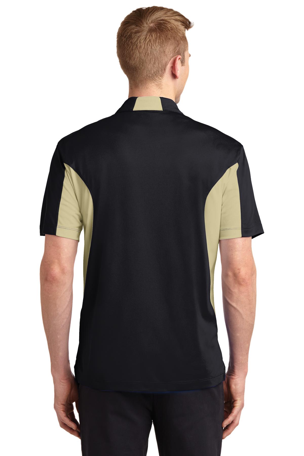 Black/Vgs Gold Sport-Tek Side Blocked Micropique Sport-Wick Polo. ST655