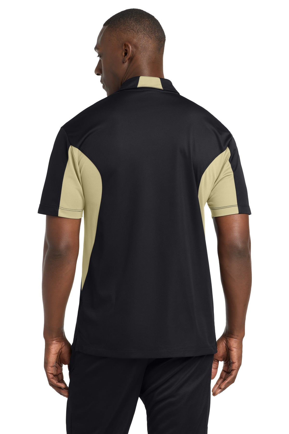 Black/Vgs Gold Sport-Tek Side Blocked Micropique Sport-Wick Polo. ST655