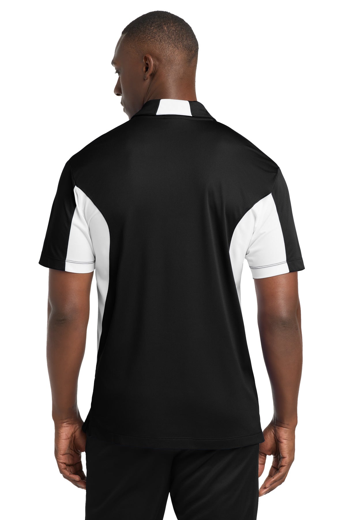 Black/White Sport-Tek Side Blocked Micropique Sport-Wick Polo. ST655