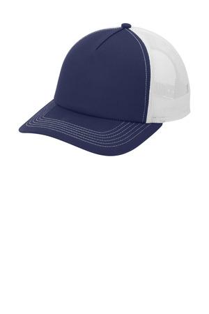 Blk/Blk Port Authority Low-Profile Snapback 5-Panel Trucker Cap C405LP