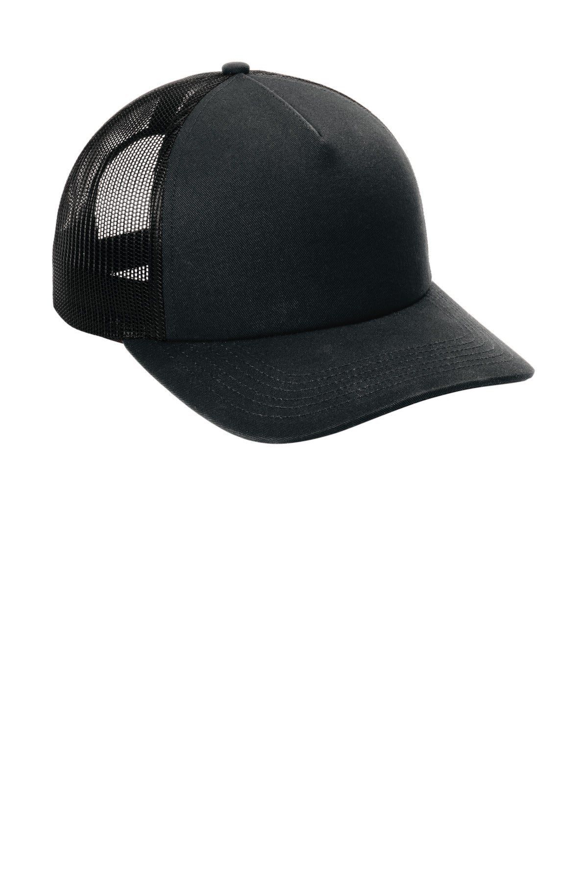 Blk/Blk Port Authority Low-Profile Snapback 5-Panel Trucker Cap C405LP