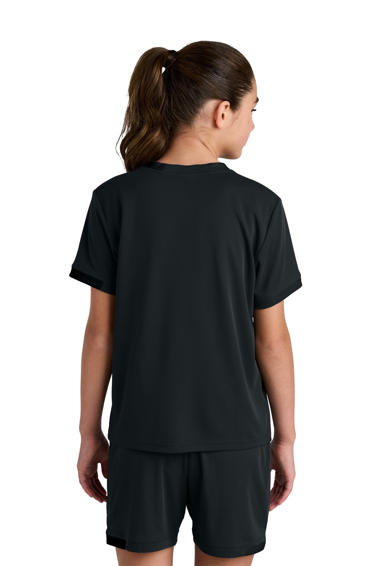 Blk/Blk Sport-Tek Youth Club Short Sleeve Crew YST440