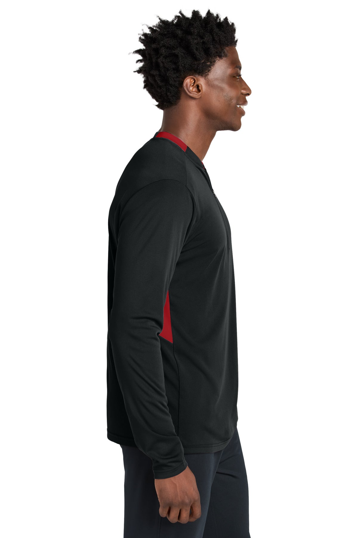 Blk/DpRed Sport-Tek Club 1/4-Zip Pullover ST443