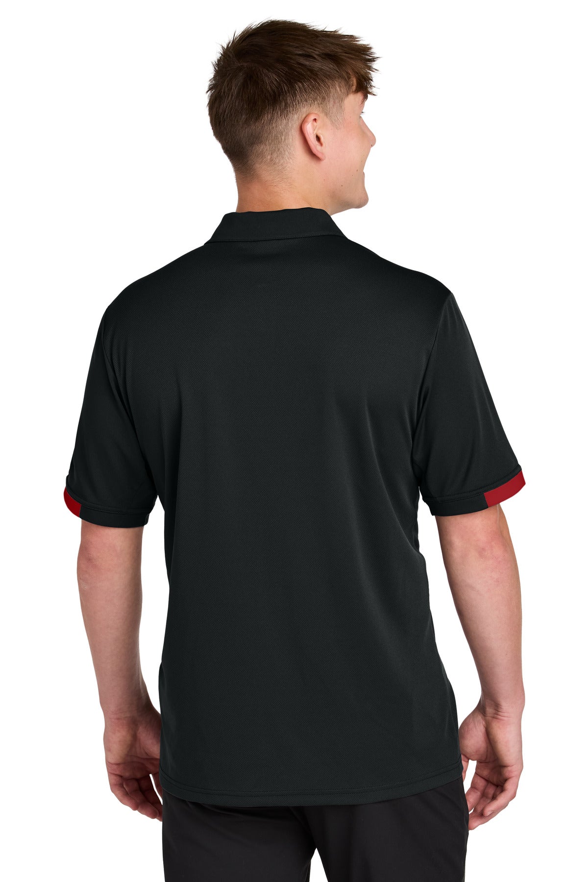 Blk/DpRed Sport-Tek Club Colorblock Polo ST444