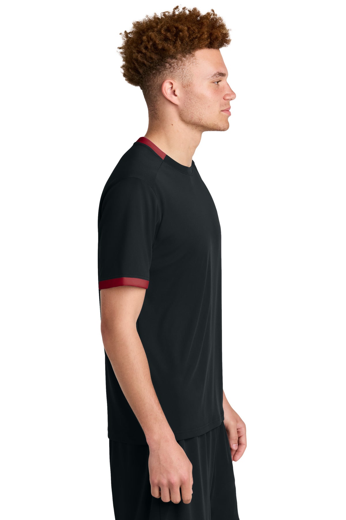 Blk/DpRed Sport-Tek Club Short Sleeve Crew ST440