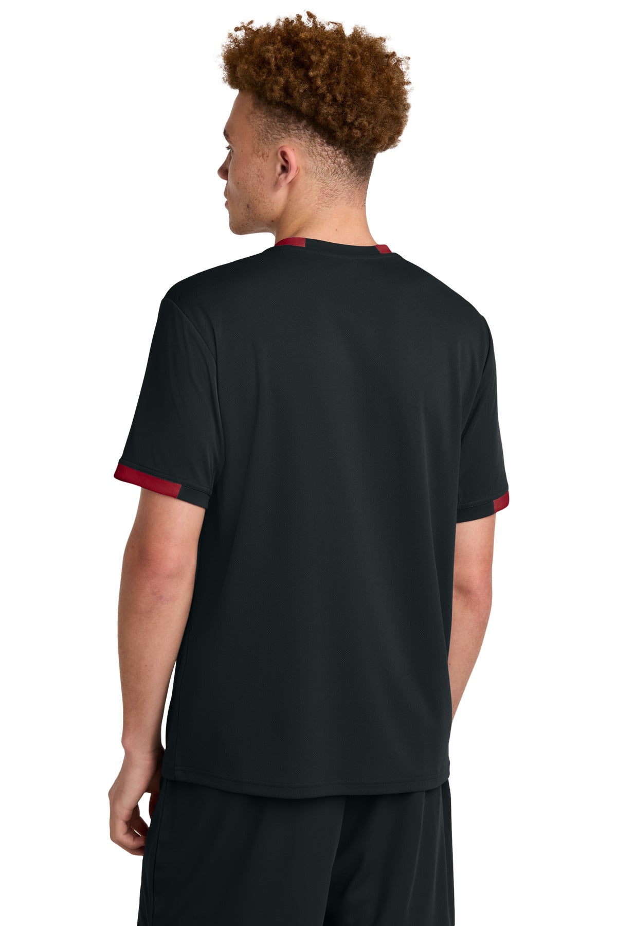 Blk/DpRed Sport-Tek Club Short Sleeve Crew ST440
