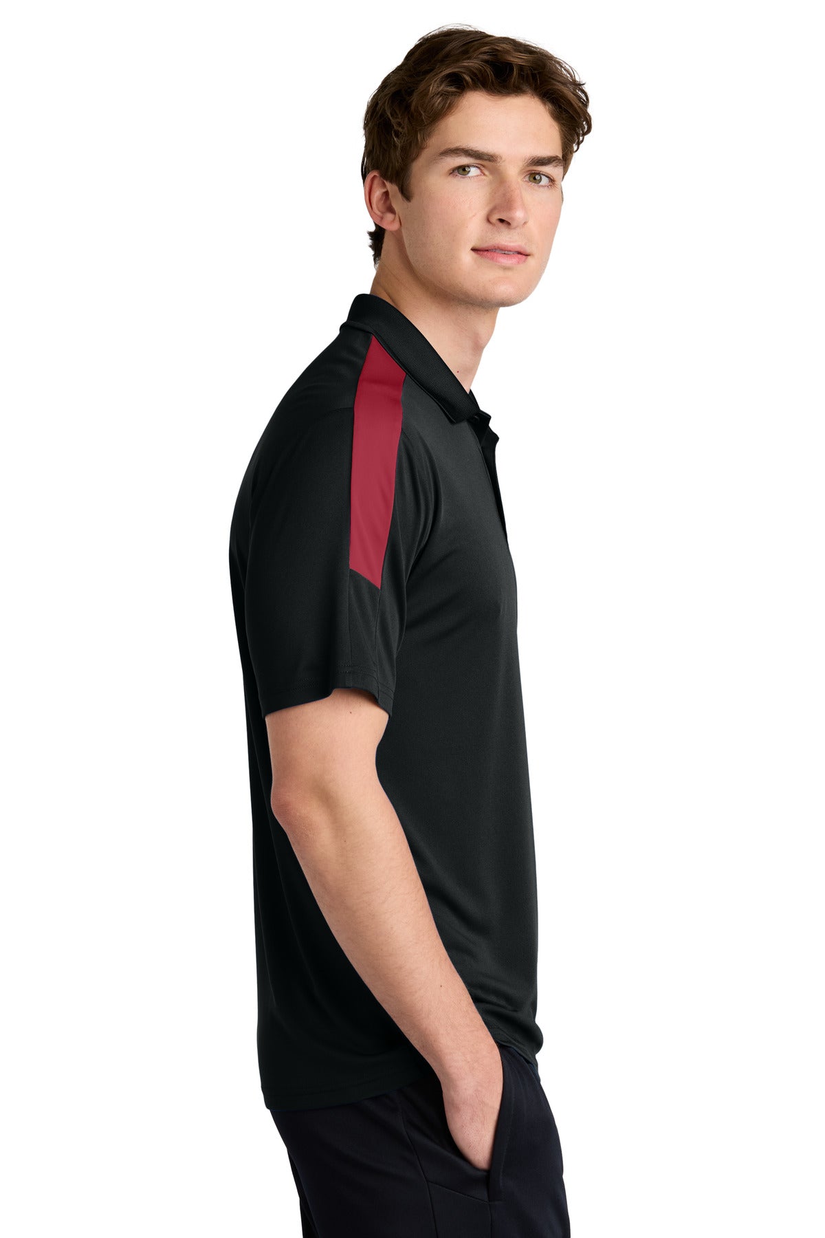 Blk/DpRed Sport-Tek Competitor United Polo ST104
