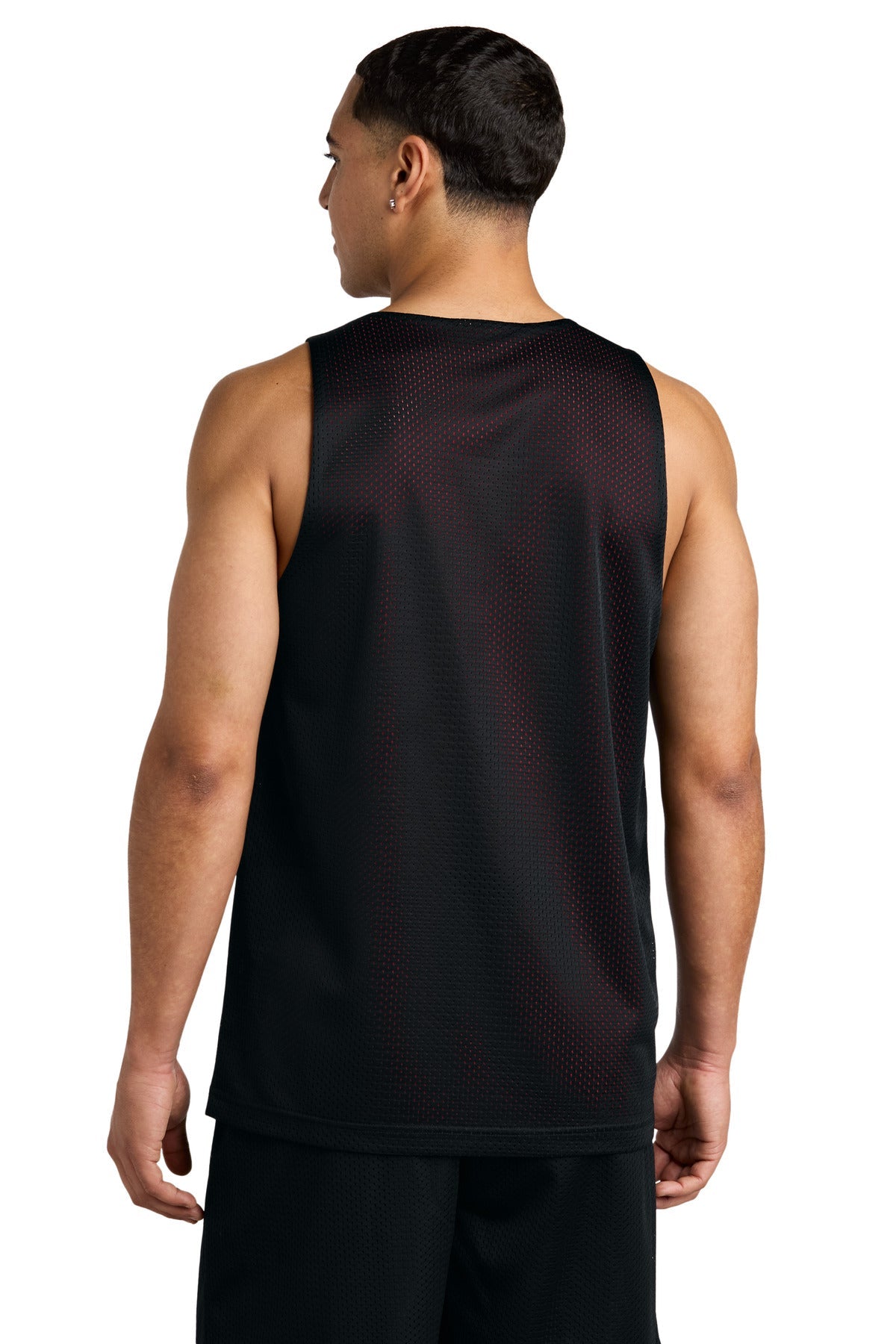 Blk/DpRed Sport-Tek PosiCharge Reversible Mesh Tank ST5000