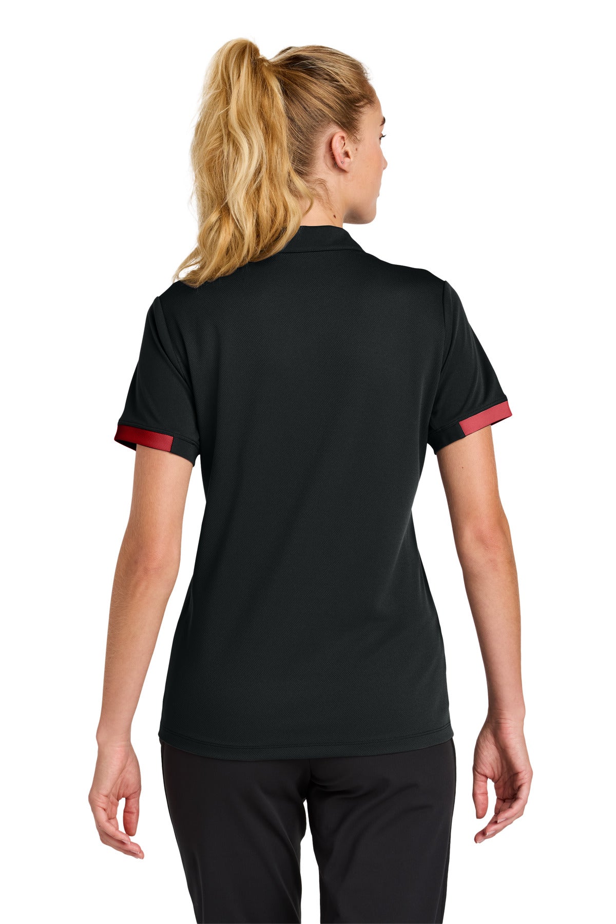 Blk/DpRed Sport-Tek Women's Club Colorblock Polo LST444